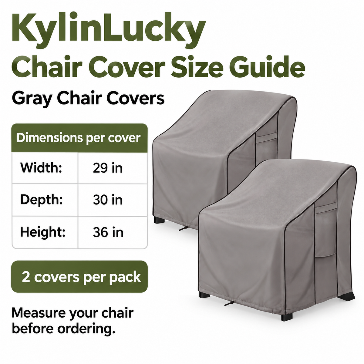 KylinLucky chair cover size guide — product 12