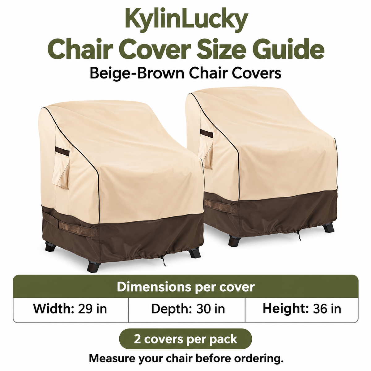 KylinLucky chair cover size guide — product 13